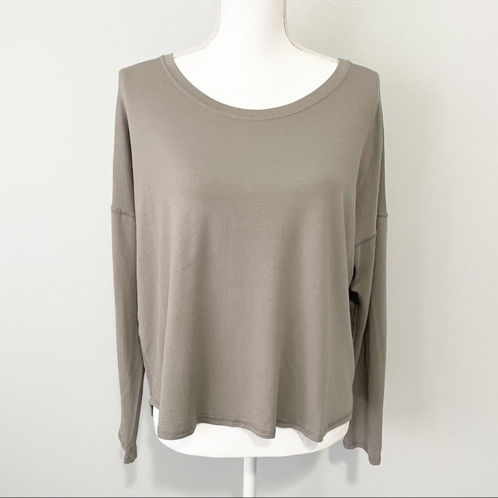 Eileen Fisher gray loose long sleeve top scoop neck  soft small classiccore